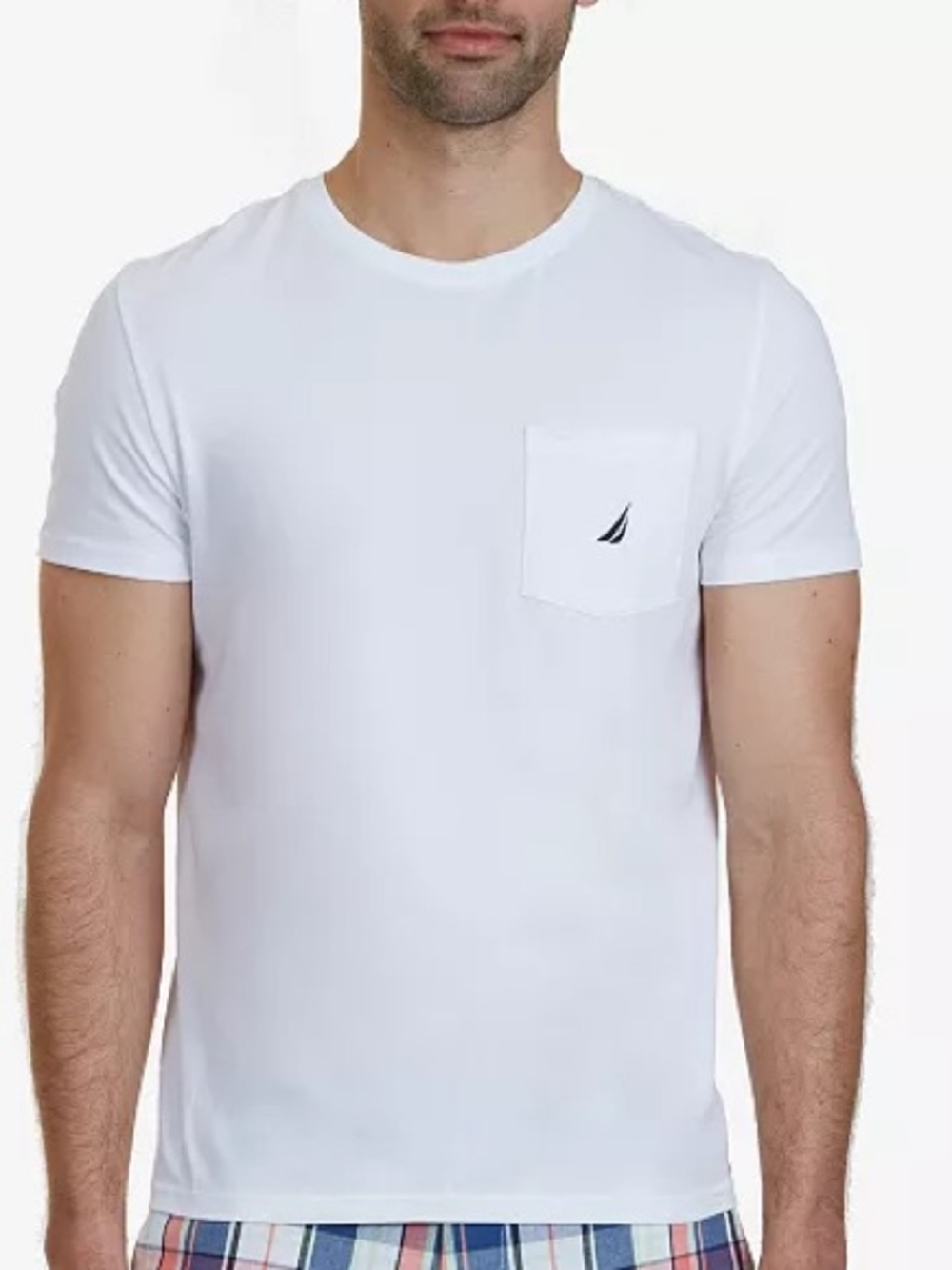 Nautica Men’s Classic White Pocket Crew Neck T-Shirt